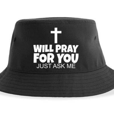 Will Pray For You Just Ask Me Christian Healing Sustainable Bucket Hat
