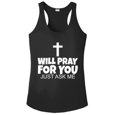 Will Pray For You Just Ask Me Christian Healing Ladies PosiCharge Competitor Racerback Tank