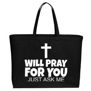 Will Pray For You Just Ask Me Christian Healing Cotton Canvas Jumbo Tote