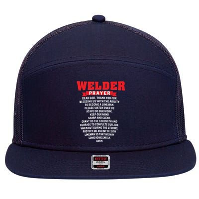 Welder Prayer Funny Christian Welding Grandpa Dad Husband 7 Panel Mesh Trucker Snapback Hat