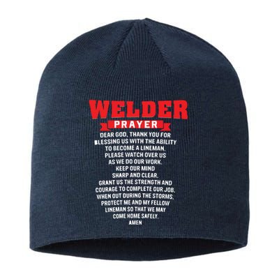 Welder Prayer Funny Christian Welding Grandpa Dad Husband Sustainable Beanie