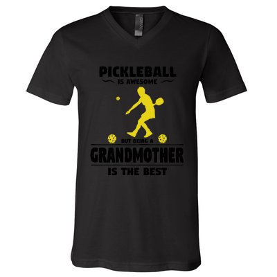 Wo Pickleball For Proud Grandmothers Grandma Pickleball V-Neck T-Shirt