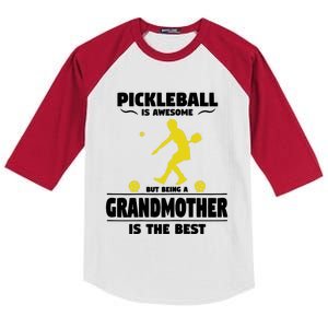 Wo Pickleball For Proud Grandmothers Grandma Pickleball Kids Colorblock Raglan Jersey