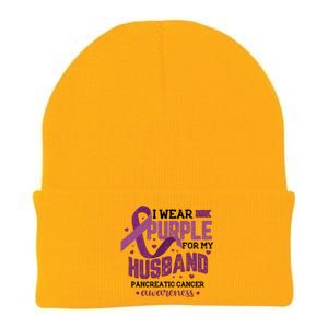 Wear Purple For Husband Pancreatic Cancer Awareness Graphic Great Gift Knit Cap Winter Beanie