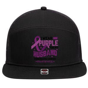 Wear Purple For Husband Pancreatic Cancer Awareness Graphic Great Gift 7 Panel Mesh Trucker Snapback Hat