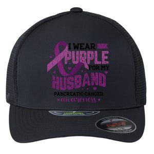 Wear Purple For Husband Pancreatic Cancer Awareness Graphic Great Gift Flexfit Unipanel Trucker Cap