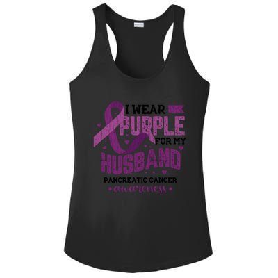 Wear Purple For Husband Pancreatic Cancer Awareness Graphic Great Gift Ladies PosiCharge Competitor Racerback Tank