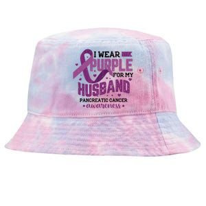 Wear Purple For Husband Pancreatic Cancer Awareness Graphic Great Gift Tie-Dyed Bucket Hat