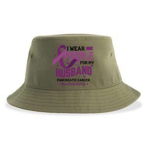 Wear Purple For Husband Pancreatic Cancer Awareness Graphic Great Gift Sustainable Bucket Hat