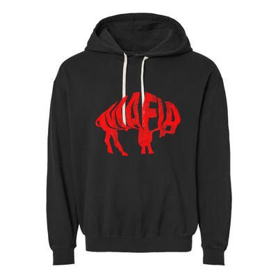 Wny Pride Faded Red Buffalo Garment-Dyed Fleece Hoodie