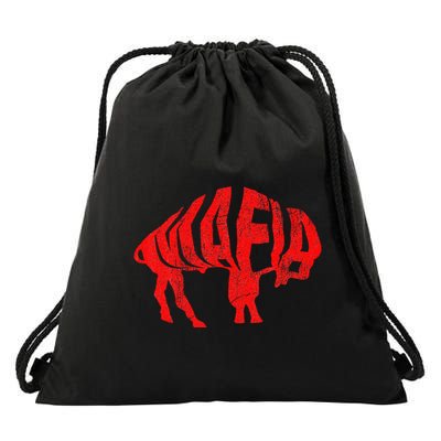 Wny Pride Faded Red Buffalo Drawstring Bag