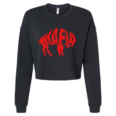 Wny Pride Faded Red Buffalo Cropped Pullover Crew