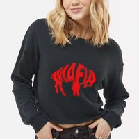 Wny Pride Faded Red Buffalo Cropped Pullover Crew