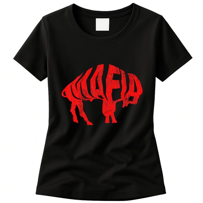 Wny Pride Faded Red Buffalo Womens T-Shirt