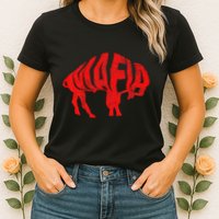 Wny Pride Faded Red Buffalo Womens T-Shirt