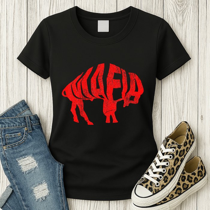 Wny Pride Faded Red Buffalo Womens T-Shirt