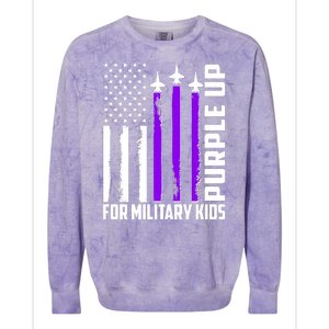 Wear Purple For Military Family Kids USA Flag Colorblast Crewneck Sweatshirt