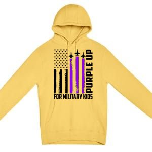 Wear Purple For Military Family Kids USA Flag Premium Pullover Hoodie