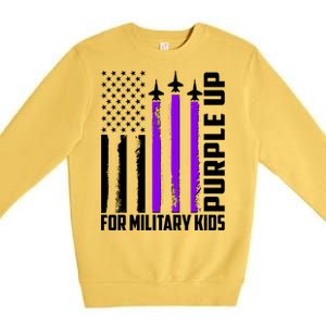 Wear Purple For Military Family Kids USA Flag Premium Crewneck Sweatshirt