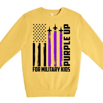 Wear Purple For Military Family Kids USA Flag Premium Crewneck Sweatshirt