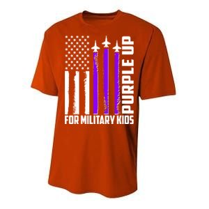 Wear Purple For Military Family Kids USA Flag Performance Sprint T-Shirt