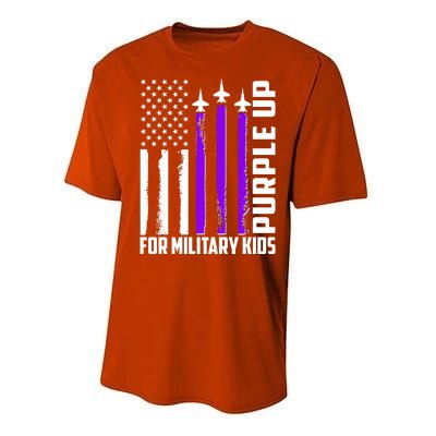 Wear Purple For Military Family Kids USA Flag Performance Sprint T-Shirt