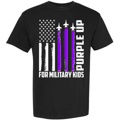 Wear Purple For Military Family Kids USA Flag Garment-Dyed Heavyweight T-Shirt