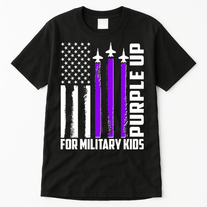 Wear Purple For Military Family Kids USA Flag Tall T-Shirt