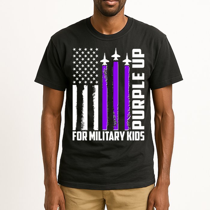 Wear Purple For Military Family Kids USA Flag Tall T-Shirt