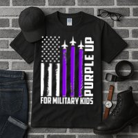 Wear Purple For Military Family Kids USA Flag Tall T-Shirt