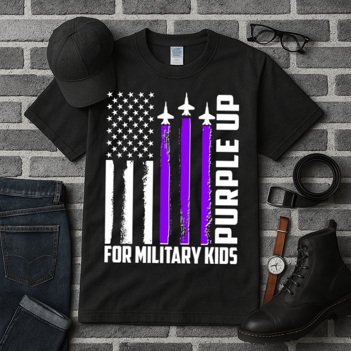 Wear Purple For Military Family Kids USA Flag Tall T-Shirt