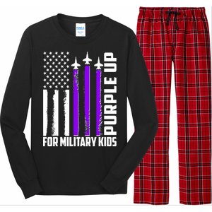 Wear Purple For Military Family Kids USA Flag Long Sleeve Pajama Set