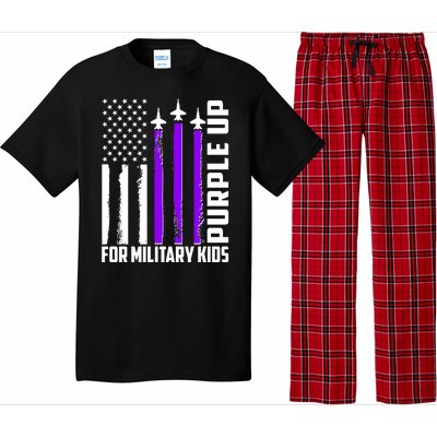 Wear Purple For Military Family Kids USA Flag Pajama Set