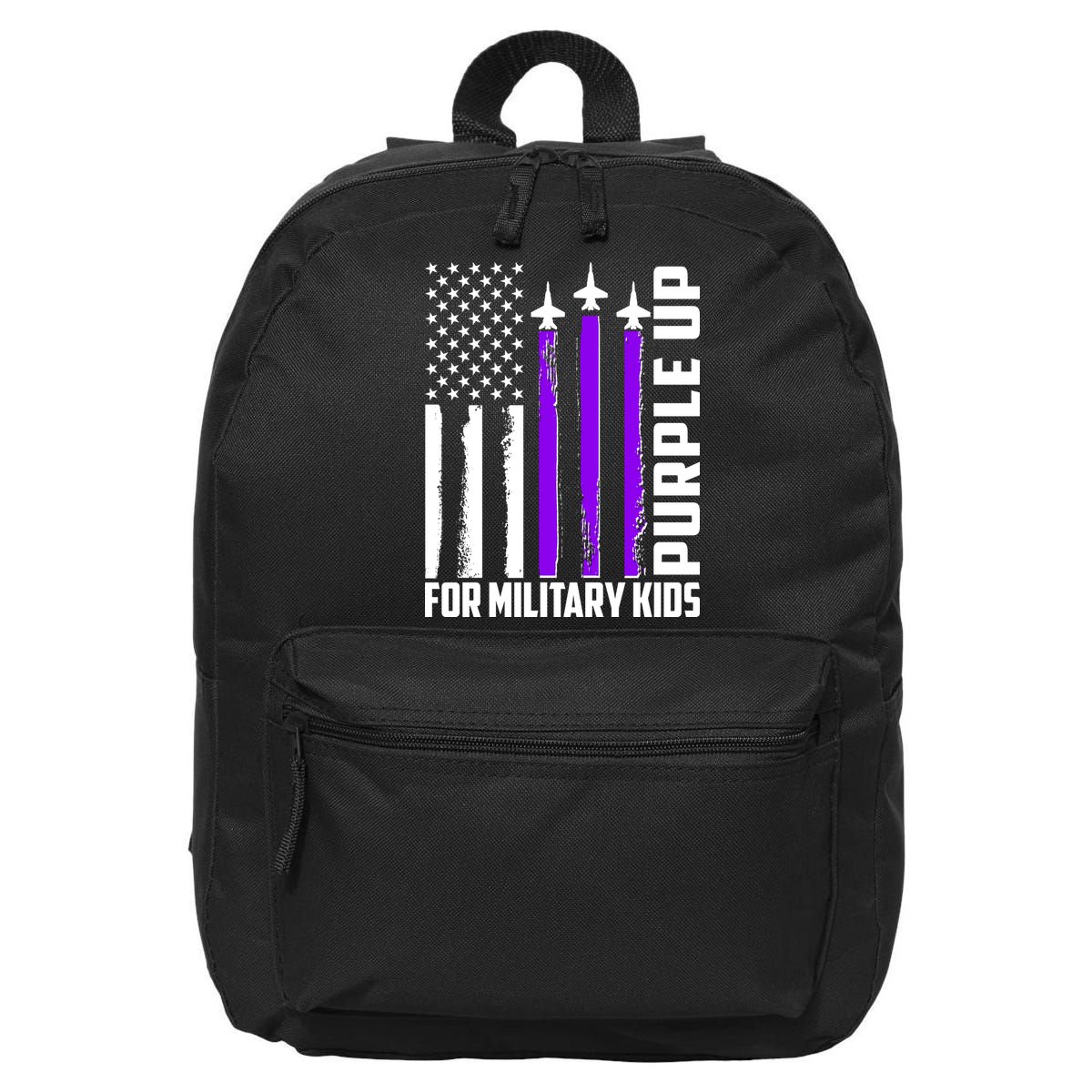Wear Purple For Military Family Kids USA Flag 16 in Basic Backpack