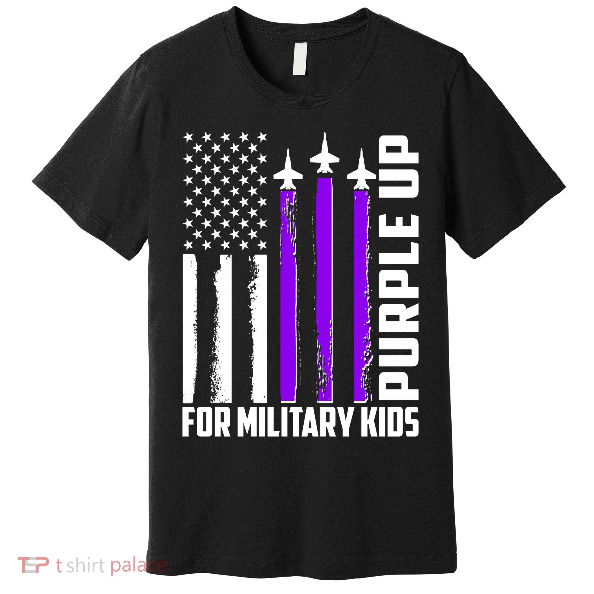 Wear Purple For Military Family Kids USA Flag Premium T-Shirt