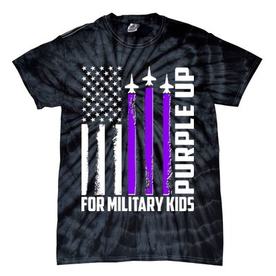 Wear Purple For Military Family Kids USA Flag Tie-Dye T-Shirt