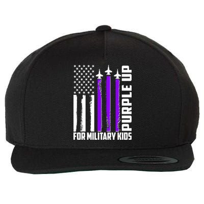 Wear Purple For Military Family Kids USA Flag Wool Snapback Cap