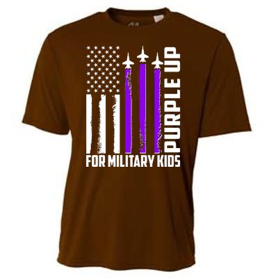 Wear Purple For Military Family Kids USA Flag Cooling Performance Crew T-Shirt