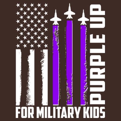 Wear Purple For Military Family Kids USA Flag T-Shirt
