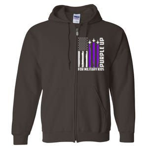 Wear Purple For Military Family Kids USA Flag Full Zip Hoodie