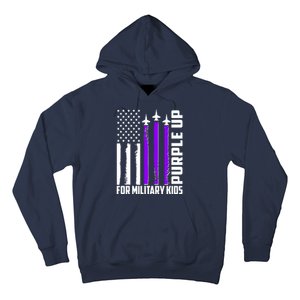 Wear Purple For Military Family Kids USA Flag Hoodie