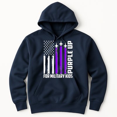 Wear Purple For Military Family Kids USA Flag Hoodie