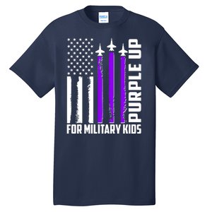 Wear Purple For Military Family Kids USA Flag Tall T-Shirt