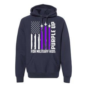 Wear Purple For Military Family Kids USA Flag Premium Hoodie