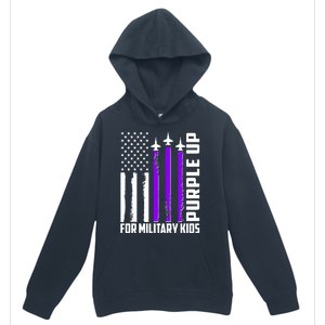 Wear Purple For Military Family Kids USA Flag Urban Pullover Hoodie