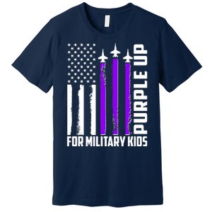 Wear Purple For Military Family Kids USA Flag Premium T-Shirt