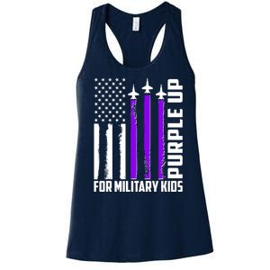 Wear Purple For Military Family Kids USA Flag Women's Racerback Tank