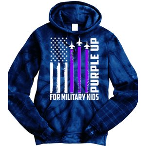 Wear Purple For Military Family Kids USA Flag Tie Dye Hoodie