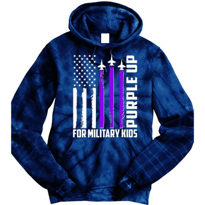 Wear Purple For Military Family Kids USA Flag Tie Dye Hoodie