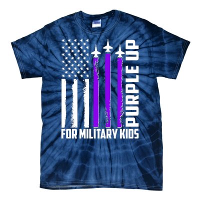 Wear Purple For Military Family Kids USA Flag Tie-Dye T-Shirt